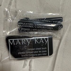 Mary Kay Black Compact Cheek Brush & 2 eye shadow brushes